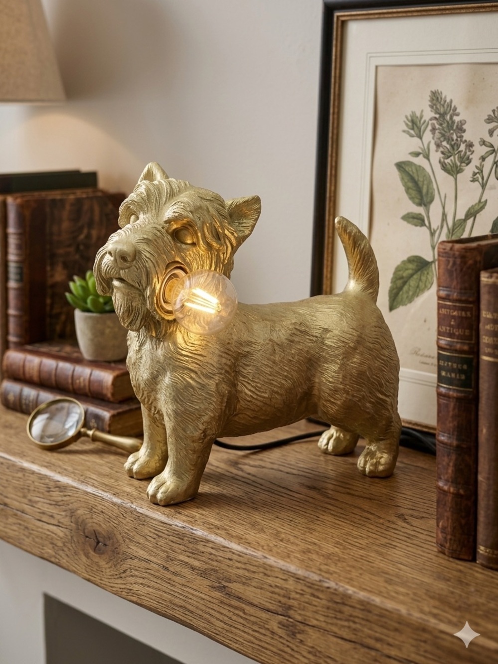 Novogratz Gold Metallic Bulldog Dog Table Lamp Accent Light Heavy Works Terrier